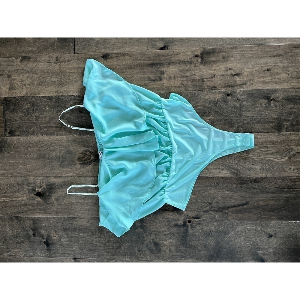 Fashion Nova Mint Green Flaunt It Flonce Bodysuit